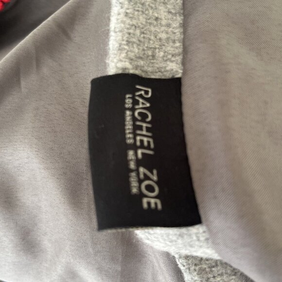 RACHEL ZOE Tree Skirt Christmas Embroidered Gray Red White Wool Blend HOPE EUC - Picture 6 of 9